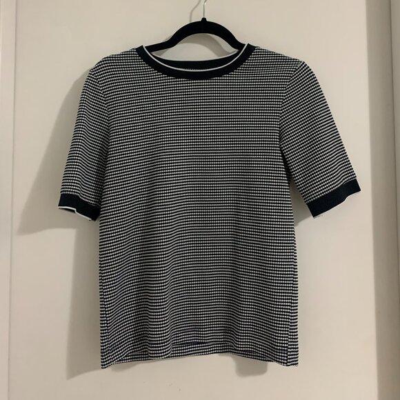 Size Small, SImons, Black and White Checkered Work Blouse - Picture 1 of 2